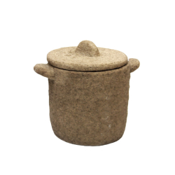 Pojemnik z pokrywką rustykalny / gliniany 14cm Brązowy